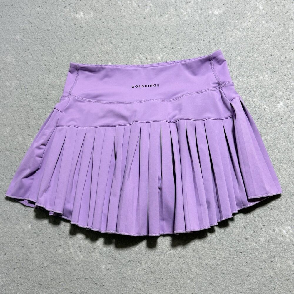 Gold Hinge Pleated Tennis Skort/Skirt Women’s XS Purple Pull On Preppy Sporty